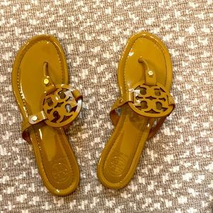 Tory Burch Tan Patent Miller Sandals